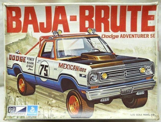 MPC 1/25 Baja Brute Dodge Adventurer SE Pickup Truck - Stock / Desert Racer / Four Wheel Drive Sunoco Service Special, 1-0458 plastic model kit